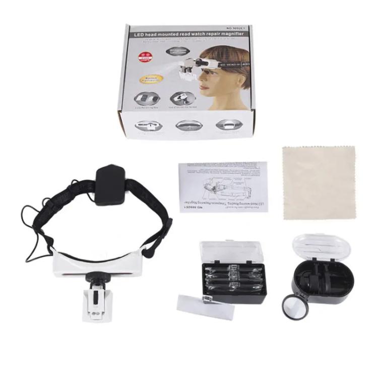 9892E1 Head-mounted Magnifying Glass With LED Light 8 Different Magnification Lenses - Glasses Style by buy2fix | Online Shopping UK | buy2fix