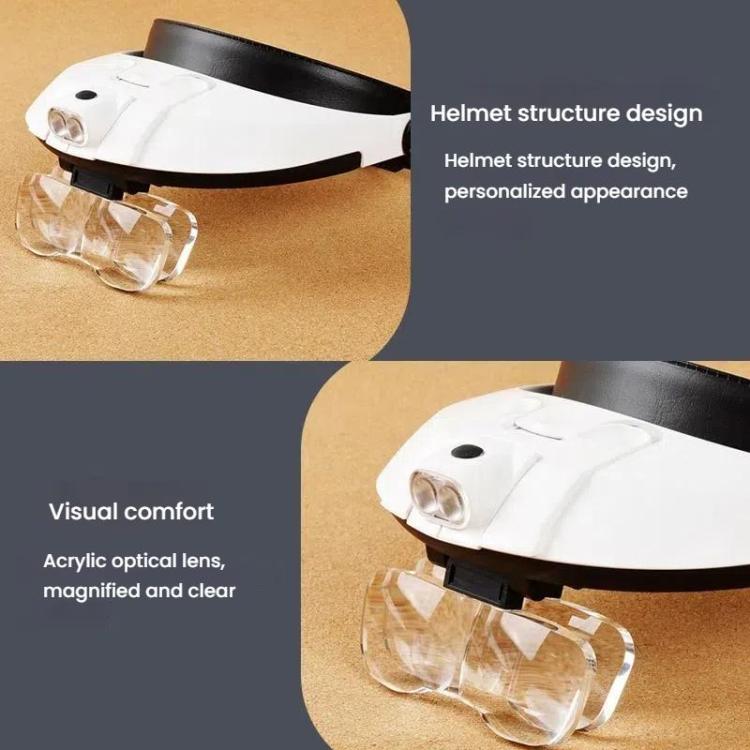81001-G Dual LED Light Elderly Reading Head-Mounted Magnifying Glass With Replaceable Lenses For Repairing Presbyopic Glasses - Glasses Style by buy2fix | Online Shopping UK | buy2fix