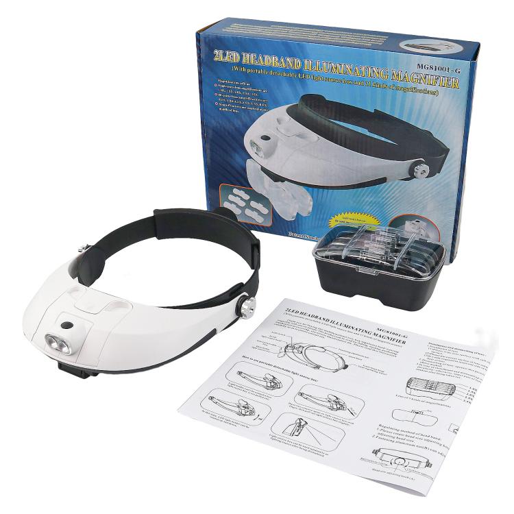 81001-G Dual LED Light Elderly Reading Head-Mounted Magnifying Glass With Replaceable Lenses For Repairing Presbyopic Glasses - Glasses Style by buy2fix | Online Shopping UK | buy2fix