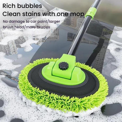 SUITU LS-444 Three-section Curved Car Wash Brush Chenille Car Wash Mop(Black Green) - Car washing supplies by SUITU | Online Shopping UK | buy2fix