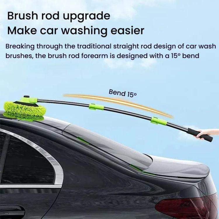 SUITU LS-444 Three-section Curved Car Wash Brush Chenille Car Wash Mop(Black Green) - Car washing supplies by SUITU | Online Shopping UK | buy2fix