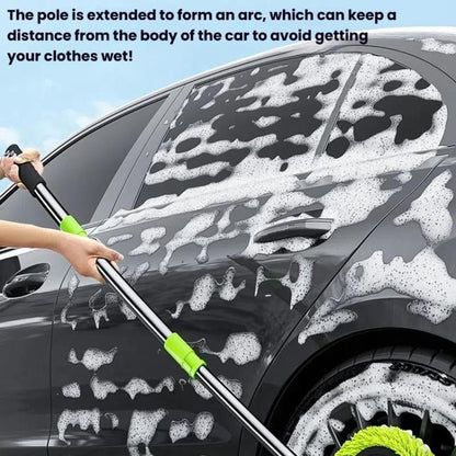 SUITU LS-444 Three-section Curved Car Wash Brush Chenille Car Wash Mop(Black Green) - Car washing supplies by SUITU | Online Shopping UK | buy2fix