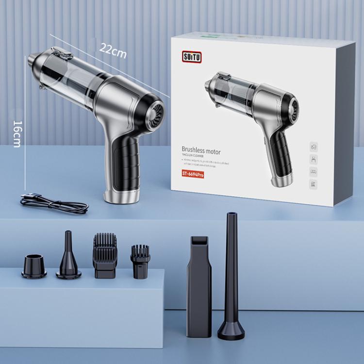 SUITU ST-6694 Pro Handheld Wireless Car Vacuum Cleaner Brushless High Suction Power(Silver Gray) - Vacuum Cleaner by SUITU | Online Shopping UK | buy2fix