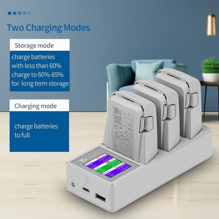 For DJI Flip Drone YX 3-Channel Battery Charger with Color LCD Screen Smart Charging Hub - Charger by YX | Online Shopping UK | buy2fix