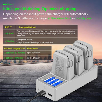 For DJI Flip Drone YX 3-Channel Battery Charger with Color LCD Screen Smart Charging Hub - Charger by YX | Online Shopping UK | buy2fix