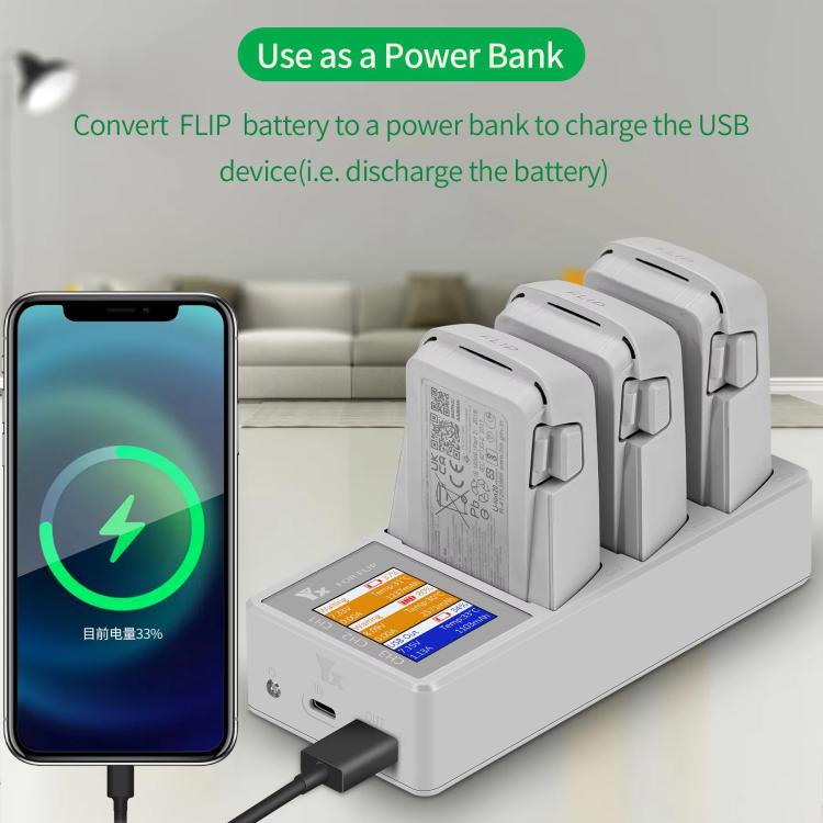 For DJI Flip Drone YX 3-Channel Battery Charger with Color LCD Screen Smart Charging Hub - Charger by YX | Online Shopping UK | buy2fix