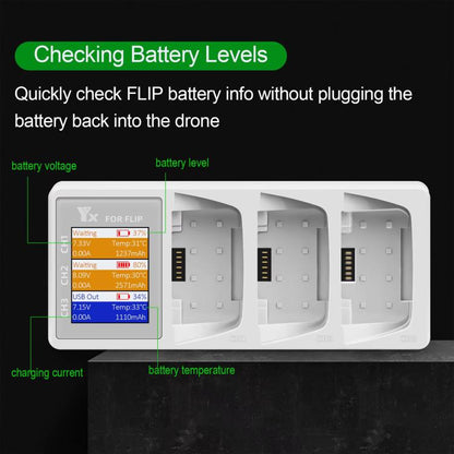 For DJI Flip Drone YX 3-Channel Battery Charger with Color LCD Screen Smart Charging Hub - Charger by YX | Online Shopping UK | buy2fix