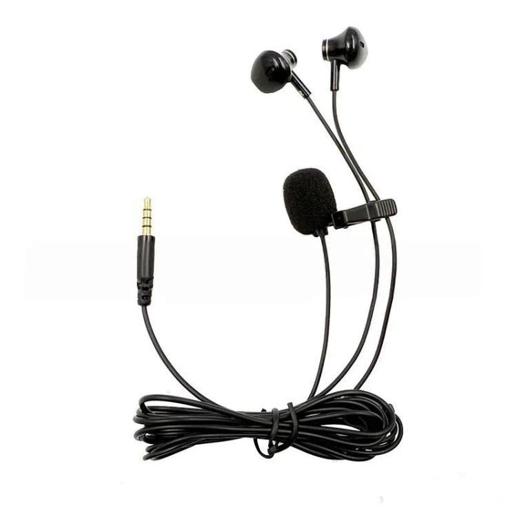 3.5mm TRRS Lapel Microphone With Earphone Stereo Live Monitoring Headphones 2m - Microphone by buy2fix | Online Shopping UK | buy2fix