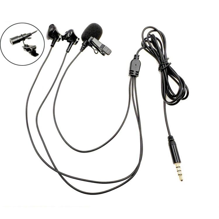3.5mm TRRS Lapel Microphone With Earphone Stereo Live Monitoring Headphones 1.2m - Microphone by buy2fix | Online Shopping UK | buy2fix