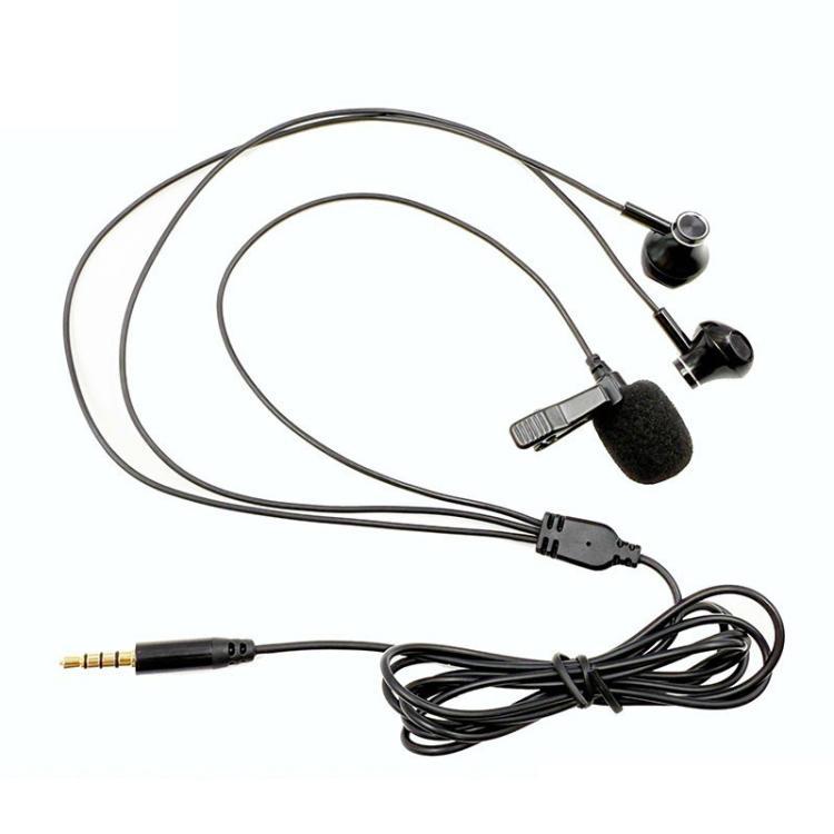 3.5mm TRRS Lapel Microphone With Earphone Stereo Live Monitoring Headphones 1.2m - Microphone by buy2fix | Online Shopping UK | buy2fix