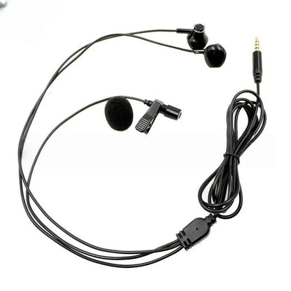 3.5mm TRRS Lapel Microphone With Earphone Stereo Live Monitoring Headphones 1.2m - Microphone by buy2fix | Online Shopping UK | buy2fix