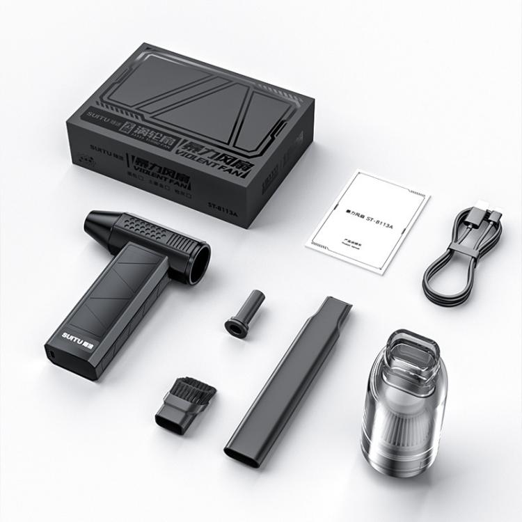 SUITU ST-8113 Outdoor Turbine Fan Home Lithium-ion Dust Blower Handheld Hair Dryer, Style: Blower+Vacuum Cleaner Black - Electric Fans by SUITU | Online Shopping UK | buy2fix