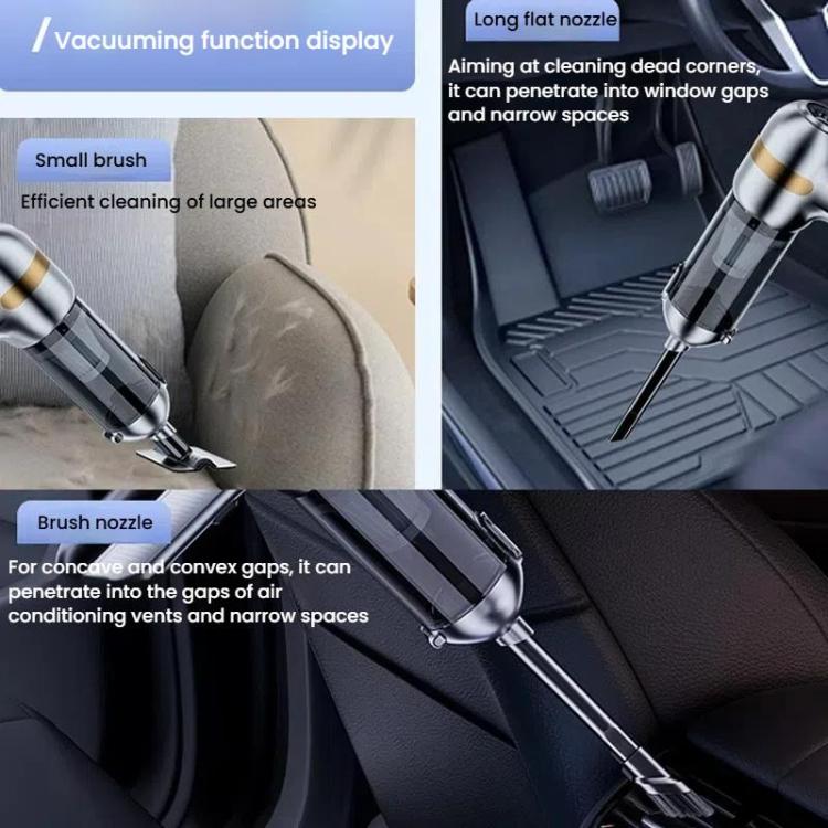 SUITU ST-6665 Pro Car Wireless Vacuum Cleaner High Power Portable Mini Handheld Blower Vacuum Cleaner, Color: With Bag Silver Gold - Vacuum Cleaner by SUITU | Online Shopping UK | buy2fix