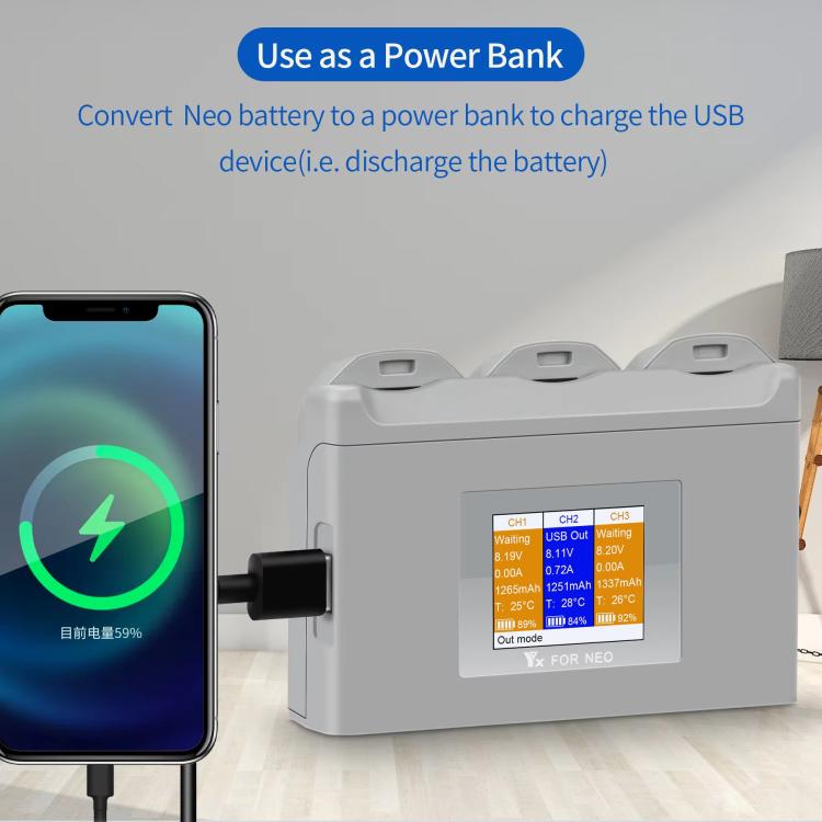For DJI Neo Battery Charger YX 3-way Color Screen Charger Hub Charging Station - Other by YX | Online Shopping UK | buy2fix