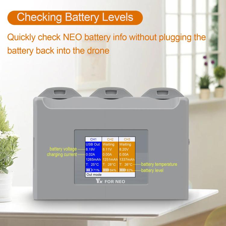 For DJI Neo Battery Charger YX 3-way Color Screen Charger Hub Charging Station - Other by YX | Online Shopping UK | buy2fix