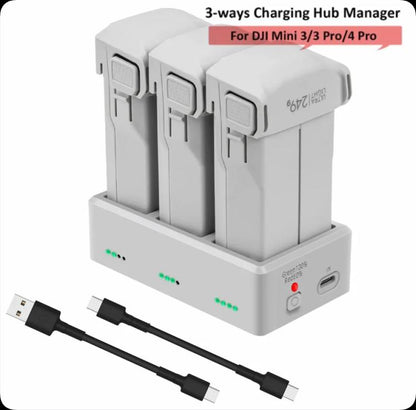 YX 3-Way Battery Charger For DJI Mini 4 Pro/Mini 3/Mini 3 Pro Charging Hub 35W US Plug - Other by YX | Online Shopping UK | buy2fix