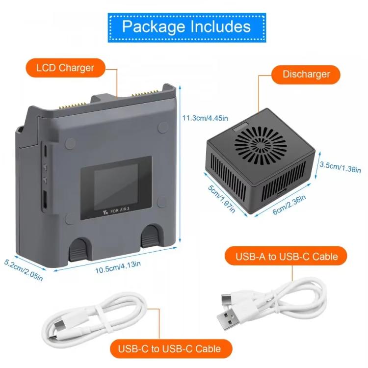 For DJI Air 3/Air 3S YX 2-Way Battery Charger Charging Butler With Color Screen Drone Accessories - Other by YX | Online Shopping UK | buy2fix