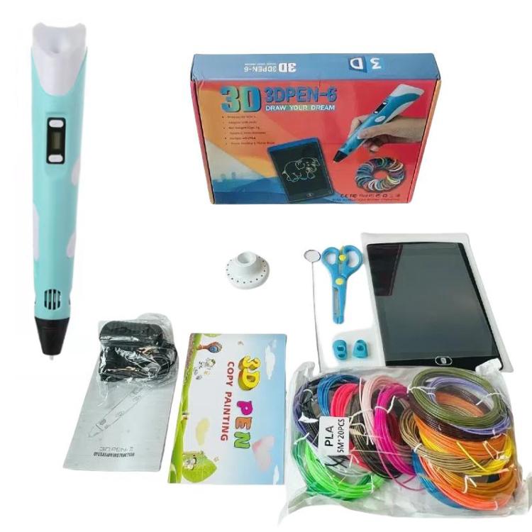 Hand-held 3D Printing Pen Kit with 20 Colors PLA Filament, Drawing Pad, Base, Scissors, Finger Guards, Art Book & Accessories EU Plug(Blue) - 3D Printer by buy2fix | Online Shopping UK | buy2fix