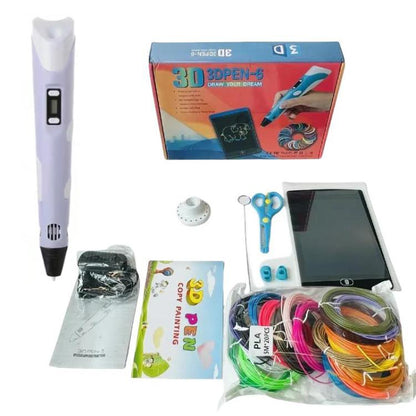 Hand-held 3D Printing Pen Kit with 20 Colors PLA Filament, Drawing Pad, Base, Scissors, Finger Guards, Art Book & Accessories EU Plug(Purple) - 3D Printer by buy2fix | Online Shopping UK | buy2fix