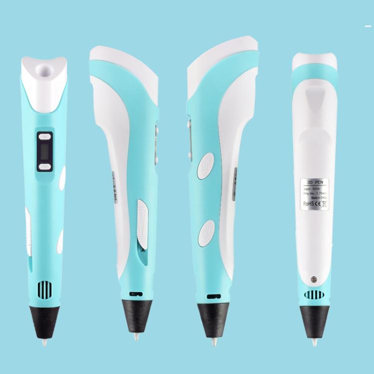 Hand-held 3D Printing Pen Kit with 20 Colors PLA Filament, Drawing Pad, Base, Scissors, Finger Guards, Art Book & Accessories US Plug(Blue) - 3D Printer by buy2fix | Online Shopping UK | buy2fix