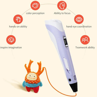 Hand-held 3D Printing Pen Kit with 20 Colors PLA Filament, Drawing Pad, Base, Scissors, Finger Guards, Art Book & Accessories UK Plug(Yellow) - 3D Printer by buy2fix | Online Shopping UK | buy2fix