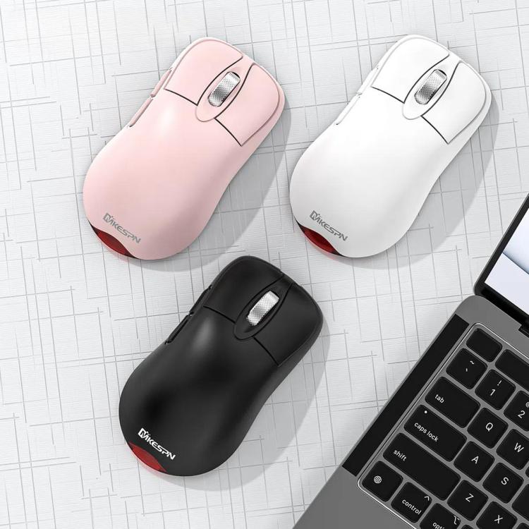 MKESPN Wireless Charging Tri-Mode Wireless Gaming Mouse 24000 DPI, 6 RGB Lighting Modes, Rechargeable, Macro Programmable White - Wireless Mice by MKESPN | Online Shopping UK | buy2fix