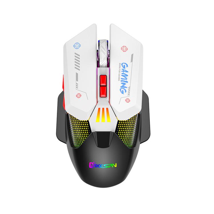 MKESPN Wired + 2.4G Dual Mode Gaming Mouse 10000 DPI Type-C Fast Charging RGB Light, Programmable Macros Mouse(Black White) - Wireless Mice by MKESPN | Online Shopping UK | buy2fix