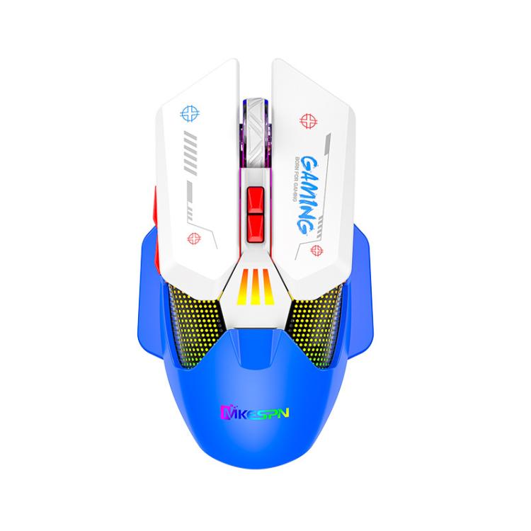 MKESPN Wired + 2.4G Dual Mode Gaming Mouse 10000 DPI Type-C Fast Charging RGB Light, Programmable Macros Mouse(Blue White) - Wireless Mice by MKESPN | Online Shopping UK | buy2fix