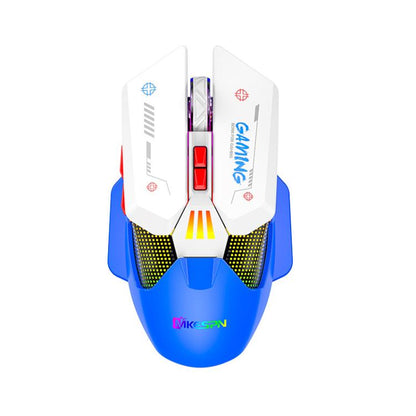 MKESPN Wired + 2.4G Dual Mode Gaming Mouse 10000 DPI Type-C Fast Charging RGB Light, Programmable Macros Mouse(Blue White) - Wireless Mice by MKESPN | Online Shopping UK | buy2fix
