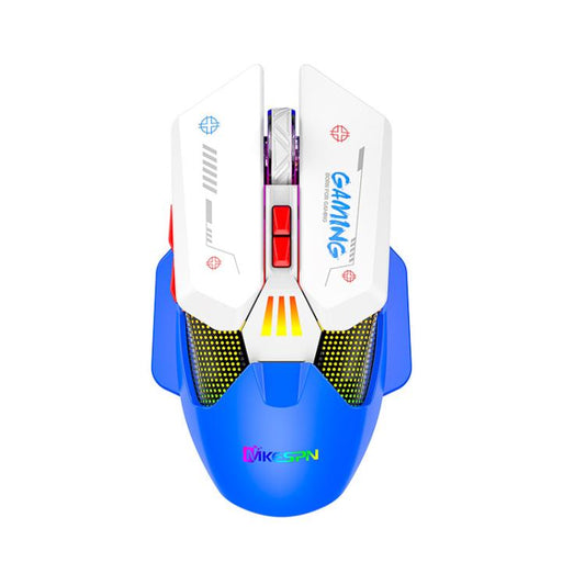 MKESPN Wired + 2.4G Dual Mode Gaming Mouse 10000 DPI Type-C Fast Charging RGB Light, Programmable Macros Mouse(Blue White) - Wireless Mice by MKESPN | Online Shopping UK | buy2fix