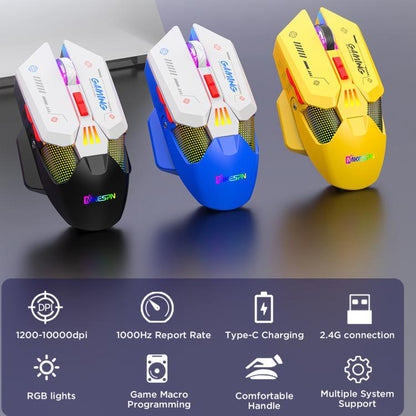 MKESPN Wired + 2.4G Dual Mode Gaming Mouse 10000 DPI Type-C Fast Charging RGB Light, Programmable Macros Mouse(Blue White) - Wireless Mice by MKESPN | Online Shopping UK | buy2fix