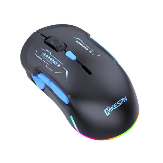 MKESPN W12 Tri-Mode 5-Channel Gaming Mouse 10-Key 10000 DPI Ambidextrous Design RGB Macro Mouse(Blue)