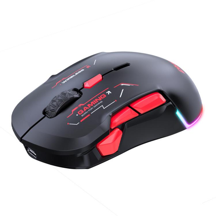 MKESPN W12 Tri-Mode 5-Channel Gaming Mouse 10-Key 10000 DPI Ambidextrous Design RGB Macro Mouse(Red) - Wireless Mice by MKESPN | Online Shopping UK | buy2fix