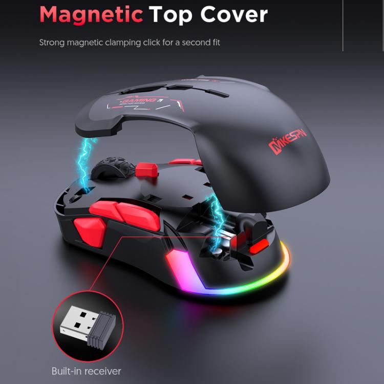 MKESPN W12 Tri-Mode 5-Channel Gaming Mouse 10-Key 10000 DPI Ambidextrous Design RGB Macro Mouse(Red) - Wireless Mice by MKESPN | Online Shopping UK | buy2fix