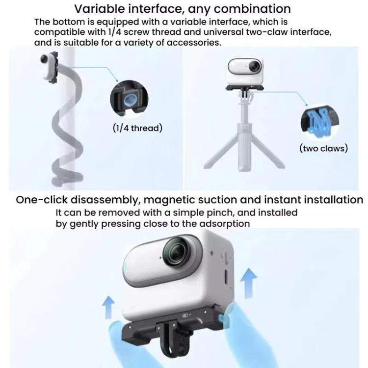 For Insta360 GO 3 / 3S HEPAIL AC-08 Aluminium Alloy Magnetic Quick Release Base - Mount & Holder by HEPAIL | Online Shopping UK | buy2fix