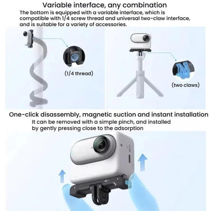 For Insta360 GO 3 / 3S HEPAIL AC-08 Aluminium Alloy Magnetic Quick Release Base - Mount & Holder by HEPAIL | Online Shopping UK | buy2fix