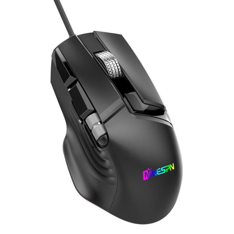 MKESPN X13 RGB Full Speed Wired Gaming Mouse 12400 DPI 10-Key Dual Scroll Wheel Swing Macro Programmable Mouse(Black) - Wired Mice by MKESPN | Online Shopping UK | buy2fix