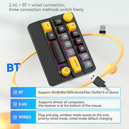 15-Key Wireless Tri-Mode Mechanical Gaming Keyboard Hot-Swappable, RGB Backlit, Macro Programmable(White) - Mini Keyboard by MKESPN | Online Shopping UK | buy2fix