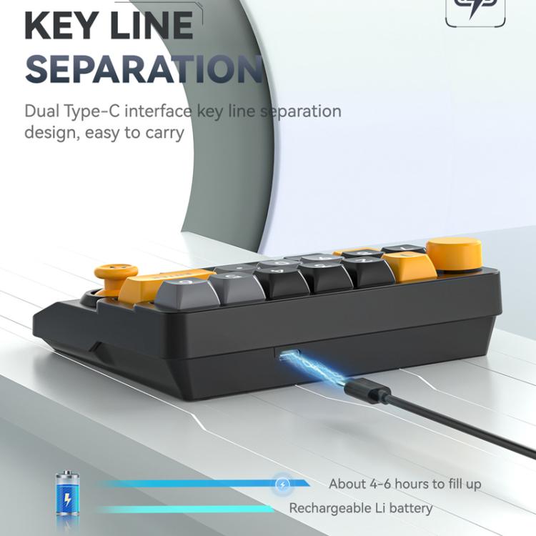 15-Key Wireless Tri-Mode Mechanical Gaming Keyboard Hot-Swappable, RGB Backlit, Macro Programmable(Black Yellow) - Mini Keyboard by MKESPN | Online Shopping UK | buy2fix