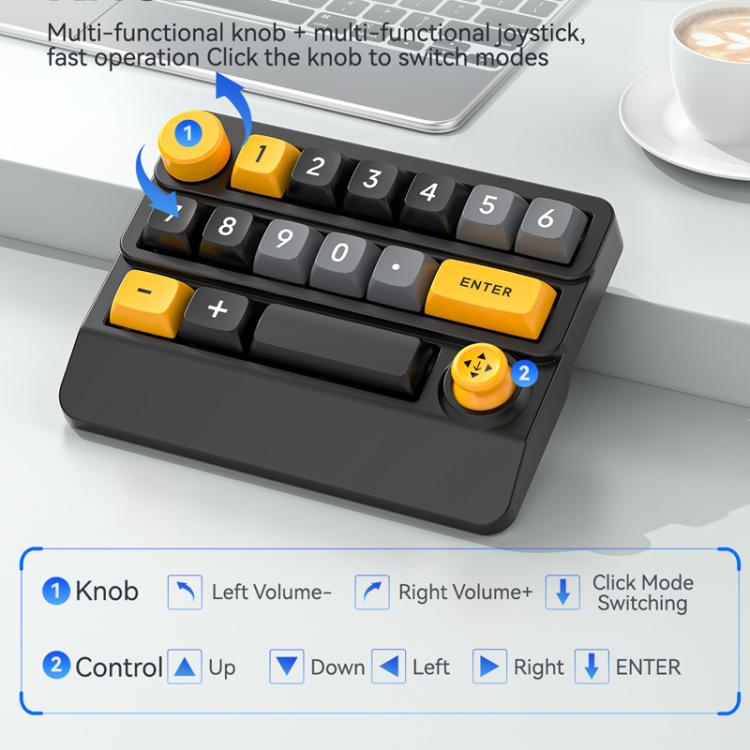 15-Key Wireless Tri-Mode Mechanical Gaming Keyboard Hot-Swappable, RGB Backlit, Macro Programmable(Black Yellow) - Mini Keyboard by MKESPN | Online Shopping UK | buy2fix