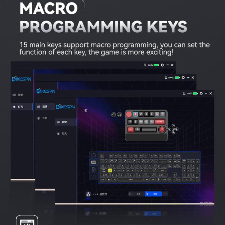 15-Key Wireless Tri-Mode Mechanical Gaming Keyboard Hot-Swappable, RGB Backlit, Macro Programmable(Black Red) - Mini Keyboard by MKESPN | Online Shopping UK | buy2fix