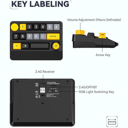 15-Key Wireless Tri-Mode Mechanical Gaming Keyboard Hot-Swappable, RGB Backlit, Macro Programmable(White) - Mini Keyboard by MKESPN | Online Shopping UK | buy2fix