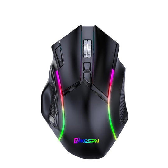 MKESPN W605 Triple-Mode 24000 DPI 12-key Wireless Gaming Mouse Macro Customization(Black)