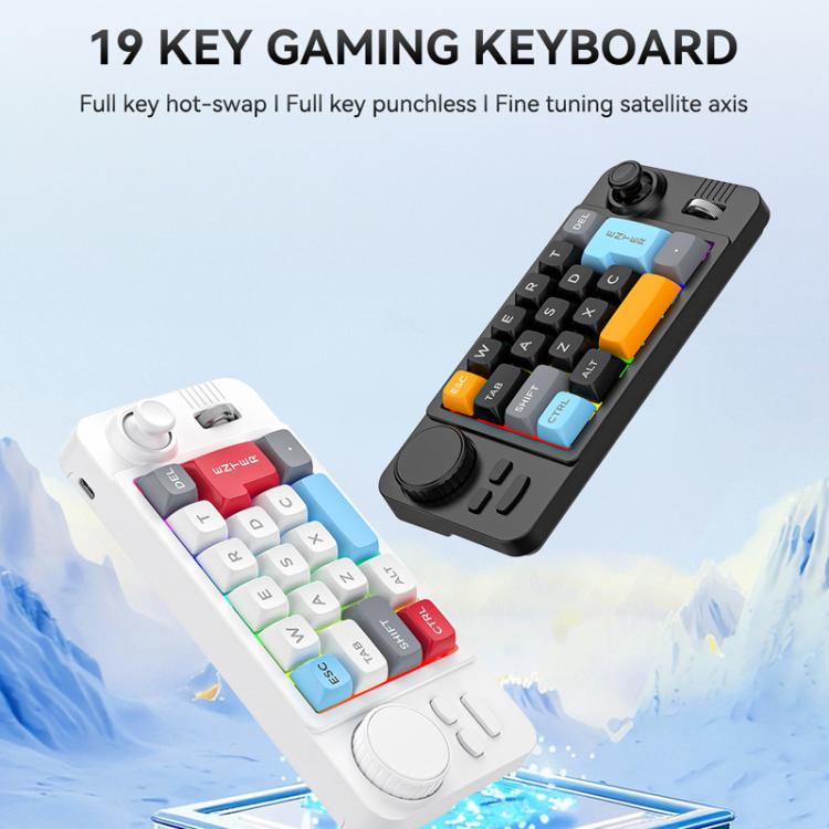 MKESPN  19-Key USB-C Wired Gaming Keyboard Macro Programmable Hot-Swappable Design with Control Knob & Joystick Scroll Wheel(Black) - Mini Keyboard by MKESPN | Online Shopping UK | buy2fix