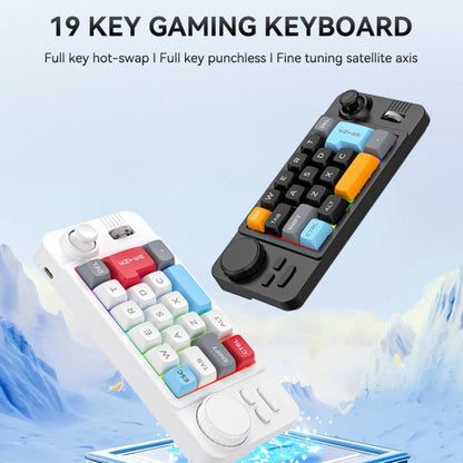 MKESPN  19-Key USB-C Wired Gaming Keyboard Macro Programmable Hot-Swappable Design with Control Knob & Joystick Scroll Wheel(Black) - Mini Keyboard by MKESPN | Online Shopping UK | buy2fix