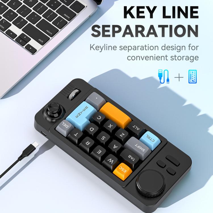 MKESPN  19-Key USB-C Wired Gaming Keyboard Macro Programmable Hot-Swappable Design with Control Knob & Joystick Scroll Wheel(Black) - Mini Keyboard by MKESPN | Online Shopping UK | buy2fix
