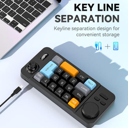 MKESPN  19-Key USB-C Wired Gaming Keyboard Macro Programmable Hot-Swappable Design with Control Knob & Joystick Scroll Wheel(Black) - Mini Keyboard by MKESPN | Online Shopping UK | buy2fix