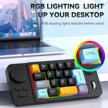 MKESPN  19-Key USB-C Wired Gaming Keyboard Macro Programmable Hot-Swappable Design with Control Knob & Joystick Scroll Wheel(Black) - Mini Keyboard by MKESPN | Online Shopping UK | buy2fix