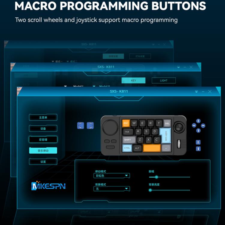 MKESPN  19-Key USB-C Wired Gaming Keyboard Macro Programmable Hot-Swappable Design with Control Knob & Joystick Scroll Wheel(Black) - Mini Keyboard by MKESPN | Online Shopping UK | buy2fix