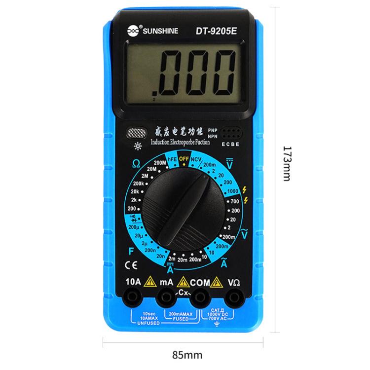 SUNSHINE DT-9205E High-Precision Digital Multimeter For Measuring Current Voltage Portable Repair Electrician Meter With Burn Protection - Digital Multimeter by SUNSHINE | Online Shopping UK | buy2fix